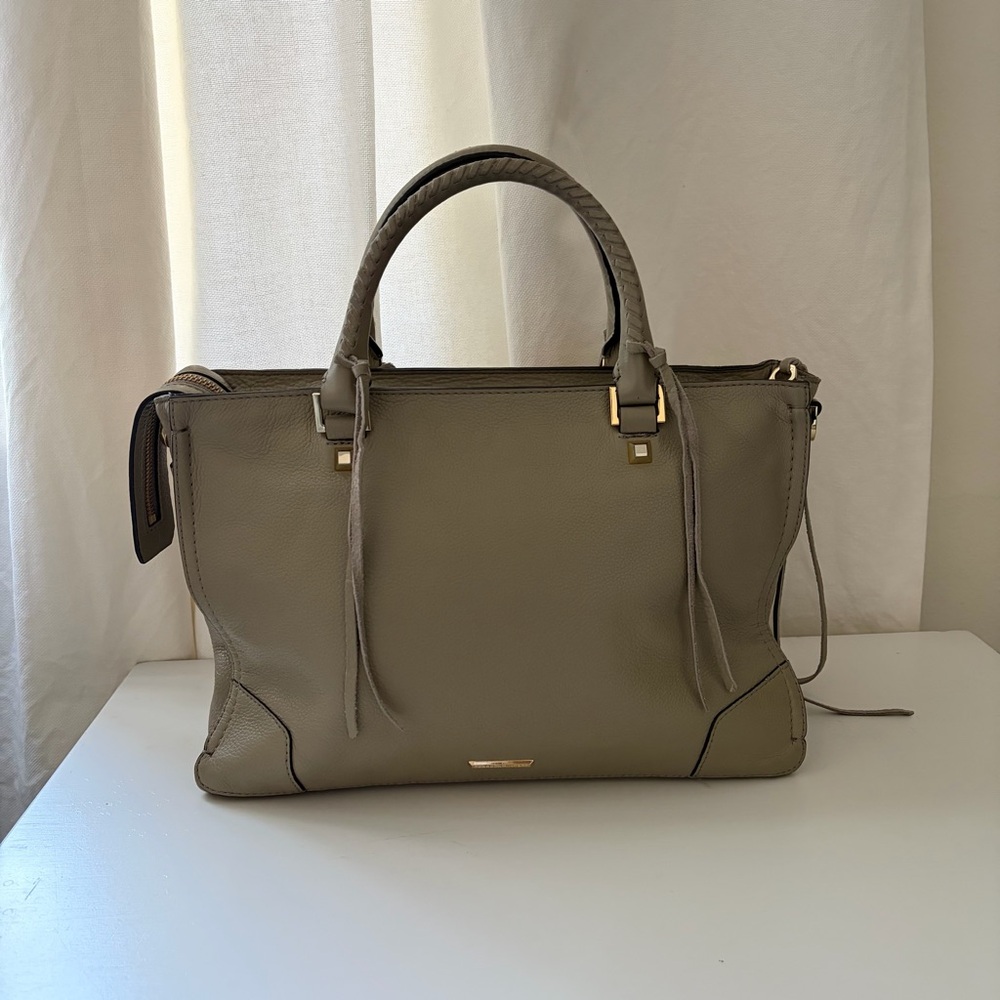 Rebecca Minkoff Chevron Suede Leather Reagan Satchel Handbag - Picture 4 of 10
